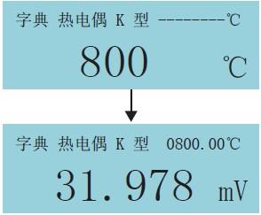 過程校驗(yàn)儀熱電偶毫伏值與溫度互查畫面 過程校驗(yàn)儀熱電偶毫伏值與溫度互查畫面