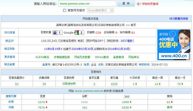http://www.huatongjz.com/在站長(zhǎng)工具的查詢數(shù)據(jù)截圖
