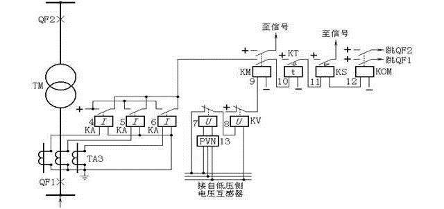 復(fù)合電壓啟動(dòng)的過電流保護(hù)原理圖  復(fù)合電壓啟動(dòng)的過電流保護(hù)原理圖
