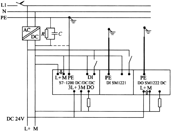 S7-1200 PLC系統(tǒng)的直流供電及接地 S7-1200 PLC系統(tǒng)的直流供電及接地