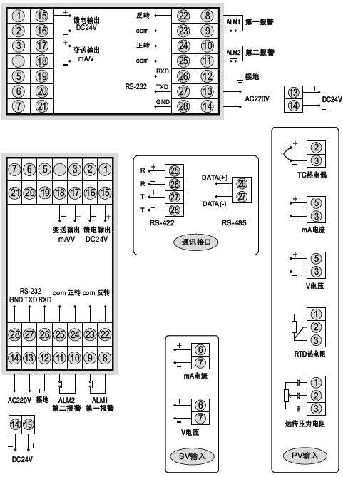 SWP-ND825閥位控制調(diào)節(jié)器接線圖 SWP-ND825閥位控制調(diào)節(jié)器接線圖
