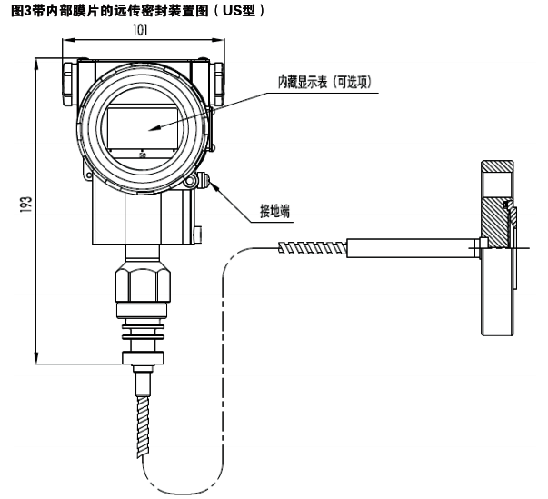 遠傳壓力變送器帶內(nèi)部膜片的遠傳密封裝置圖