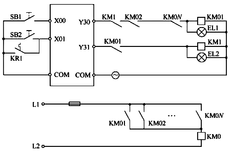 PLC自耦變壓器控制多臺(tái)電動(dòng)機(jī)PLC控制電路示意圖 PLC自耦變壓器控制多臺(tái)電動(dòng)機(jī)PLC控制電路示意圖