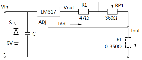LM317穩(wěn)流源電路原理圖 LM317穩(wěn)流源電路原理圖