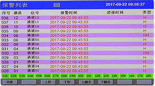 彩色無紙記錄報警列表畫面 彩色無紙記錄報警列表畫面