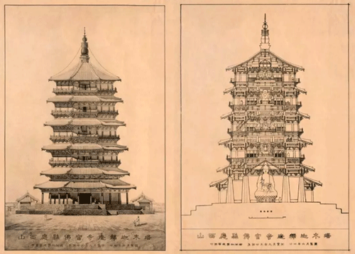 梁思成手繪圖:應(yīng)縣木塔 梁思成手繪圖:應(yīng)縣木塔