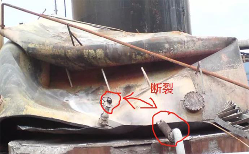 儲罐火災(zāi)中燒斷的金屬軟管 儲罐火災(zāi)中燒斷的金屬軟管