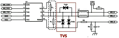 增加TVS進行過壓保護 增加TVS進行過壓保護