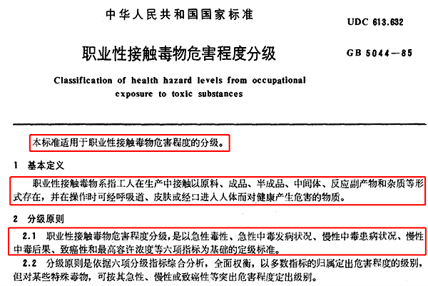 GB 5044-1985 職業(yè)性接觸毒物危害程度分級 GB 5044-1985 職業(yè)性接觸毒物危害程度分級