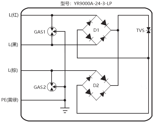 三線制現(xiàn)場儀表用信號電涌保護器原理圖 三線制現(xiàn)場儀表用信號電涌保護器原理圖