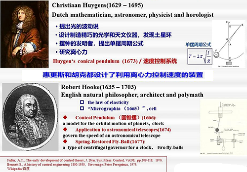 惠更斯和胡克都曾鉆研過利用離心力控制速度的問題，并設計了有關裝置