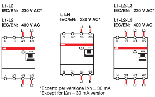 所有帶電導(dǎo)體靠右接線都不會(huì)影響4P漏電保護(hù)開(kāi)關(guān)功能